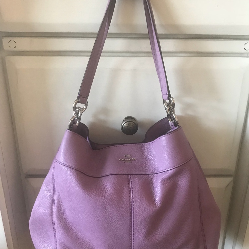 Coach coach coach lilac pebbled leather satchel